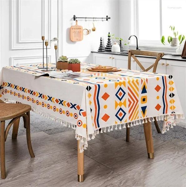 Tischtuch Bohemian ethnischer Stil Leinen Tischdecke staubdichtes Abdeck