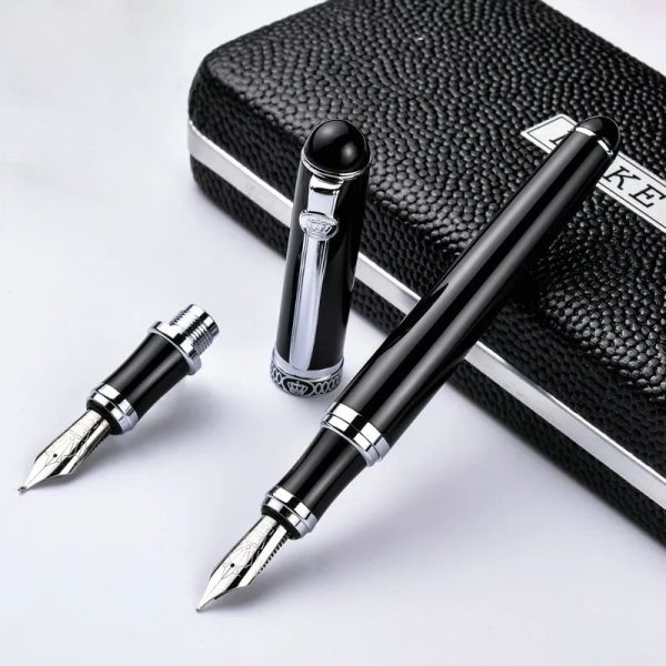 Penne Germania Duca D2 D2 Clip d'argento nero Iridium Pen Penni Caligrafia Business Office Bend Nib Coppi Nib Pimio