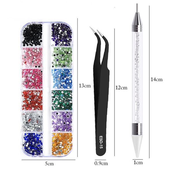 3pcsset Nails Art Accesorios Multisize S 3D Crystal DIY Dekorationen Glitzer Nieten Edelstein Nagelversorgungen 240418