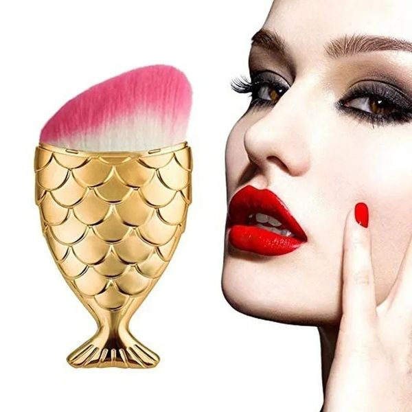 Moda Profissional Mulheres Sereia Makeup Brush Fundação em pó Brush Makeup Cosmetic Tools Brochas Maquillaje Sirena