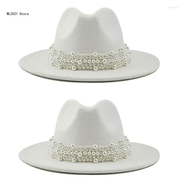 Beralar Fedora ile Pearl Hats Hat Wide Brim Party