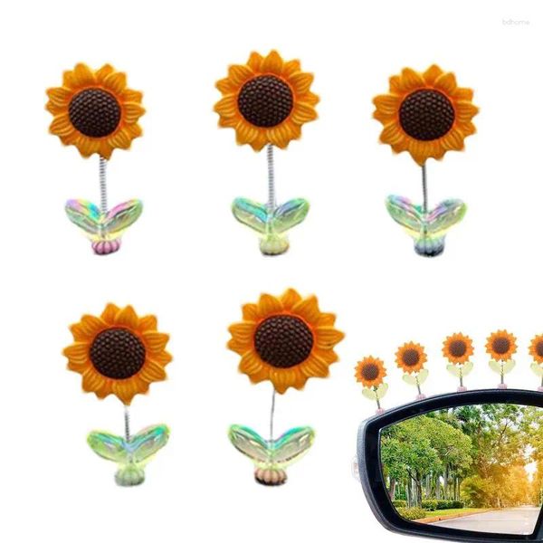 Fiori decorativi Dashboard Ornament 5pcs Cute Solar Bobblehead Auto in vaso in vaso