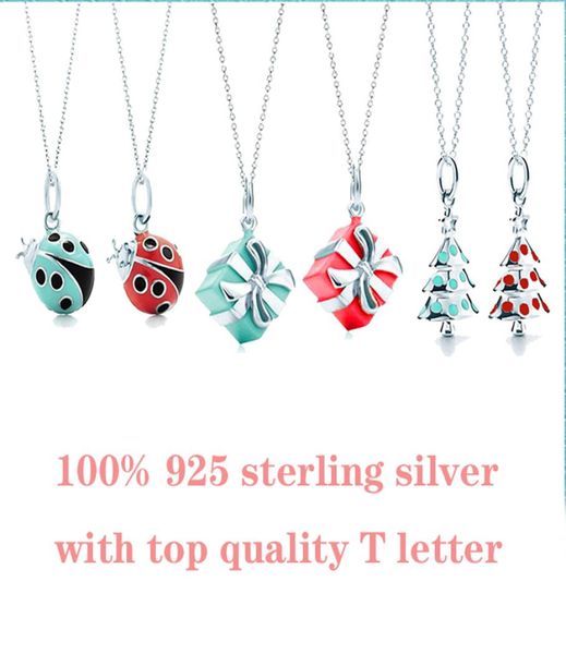 Box Ladybug Weihnachtsbaumketten Forlady mit Logo -Kragen AG925 Silver Collier -Ketten -Designerin TF Lady Femme t Buchstabe Liebe 7156709