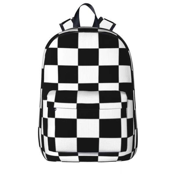 Borse zaino a due tonalità Black White Checkerboard Casual Backpacks Casual Girl University Borse da scuola grande zaino designer