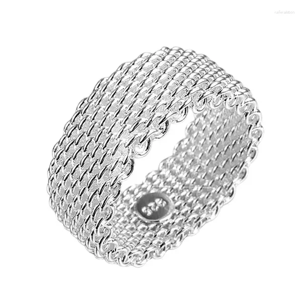 Ringos de cluster 2024 925 Sterling Silver Mesh anel entrelaçado para mulheres noivado de casamento Jóias