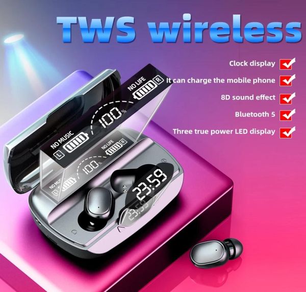 2021 NUOVI G6 TWS 51 Cuffie Bluetooth Sport Sport Wireless LED Gancio auricolare in esecuzione auricolari IPX7 Earbù impermeabili con Charg9033828