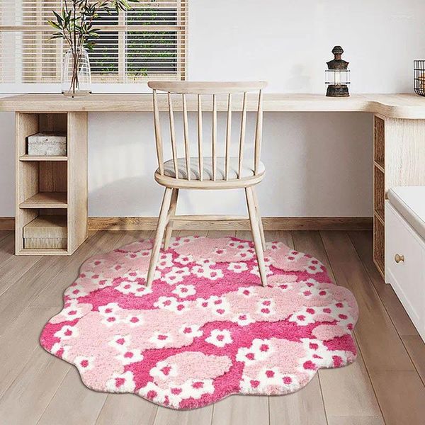 Teppiche Blume Nordic Lawn Moos Teppiche Tufted Teppich weiches Gänseblümchen grün rosa unregelmäßige Nachtmatte Nicht-Rutsch absorbierende Home Dekoration