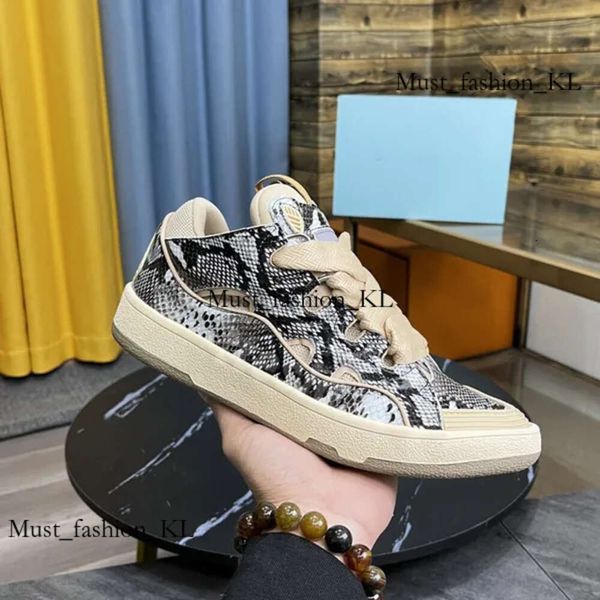 Luxus Bordstein Leder -Sneaker Lanvine Schuhdesigner Männer Frauen Kleid Schuhe Mode Kalbsleder Gummi -Nappa -Bahnsteigmutter Lavines Schuhtrainer 182