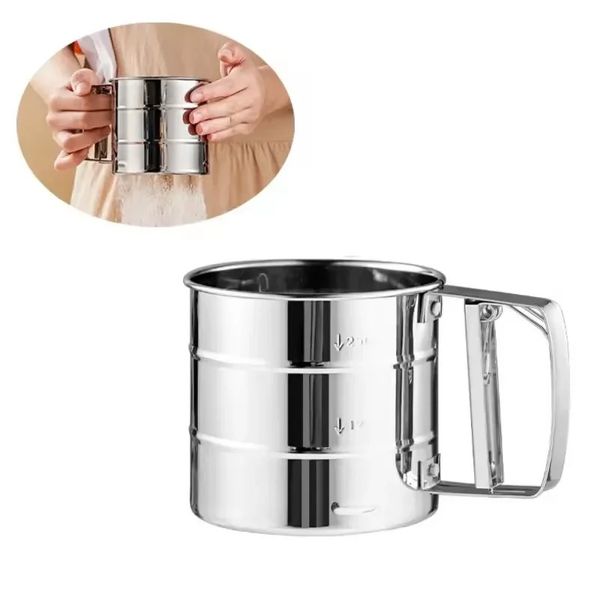 Gebäckbackwerkzeuge Pulvermehl Mesh Sifter Tasse Backen Zuckerschüttler Edelstahl Sieb Tasse Backwaren Küche Gadgets