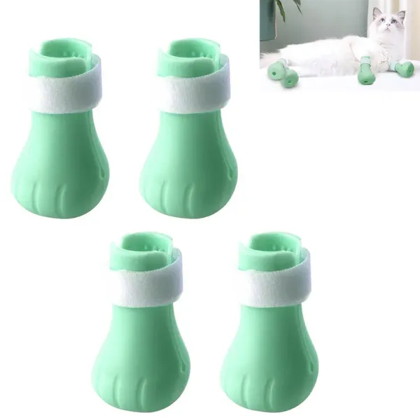 Trajes de gato botas 4pcs para gatos capas protetores sapatos de silício Anti -arranhas PAVAS BOOT BATO BATING UNIGHING OREVS LIMPANÇA