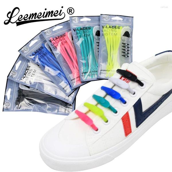 Parti di scarpe 14 pezzi/lotto Lacci siliconici rotondi creativi senza tie elastica per bambini unisex per adulti che corre sneaker