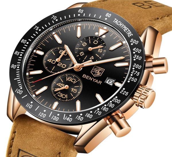 Benyar Men Watches Brand Luxus wasserdichte Sportquarz Chronograph Military Watch Männer Relogio Maskulino Zegarek Meski8773724