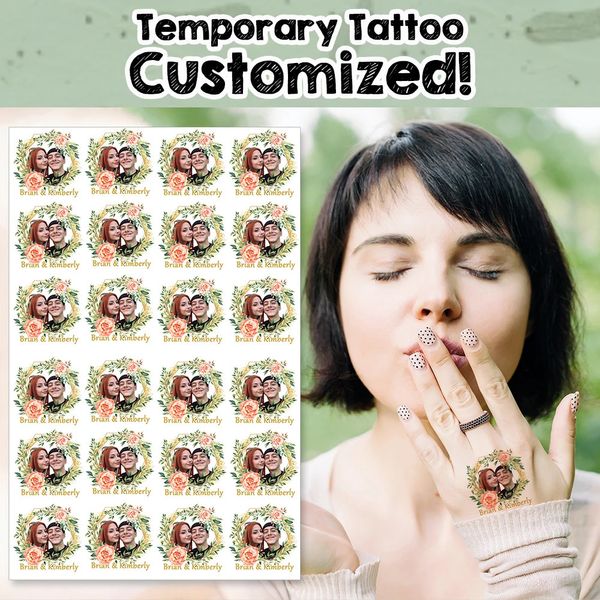Özelleştirilmiş Kişiselleştirilmiş Su Geçirmez Geçici Dövme Sticker DIY Sahte Tatoo Düğün için Kendi Özel Tasarım Yapın 240418
