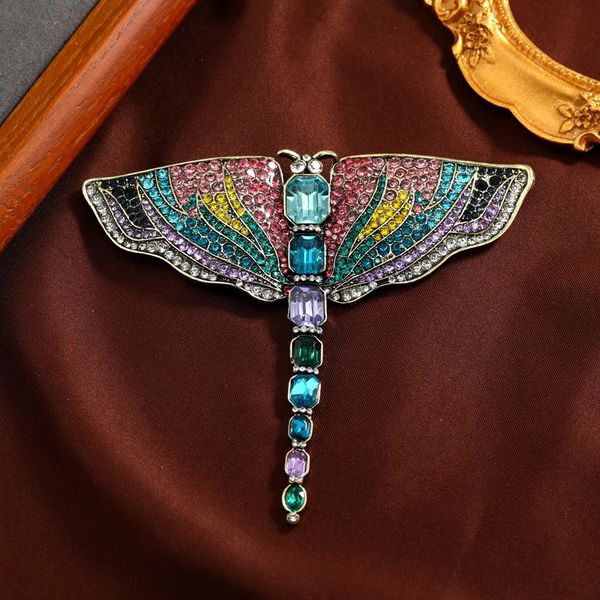 Spille di libelluli da goccia in cristallo vintage per donne con pin di grandi insetti Accessori per cappotto Gioielli Regali femminile Corsage 240412