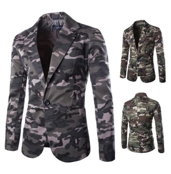 Men039s ternos de blazers masculino estilo de camuflagem de estilo de camuflagem de tamanho de tamanho longo de manga comprida Blazer slim fit algodão casual gree9506456