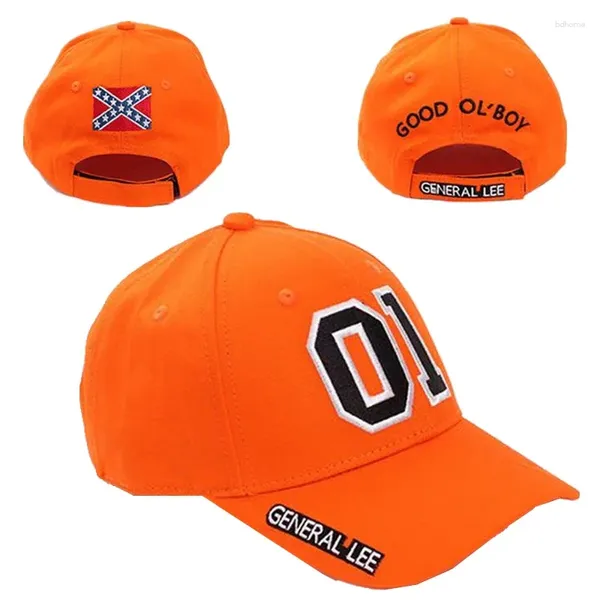 Party Supplies General Lee 01 gesticktes Baumwoll -Cosplay -Hut Orange Good Ol 'Boy Dukes Baseball Cap verstellbar