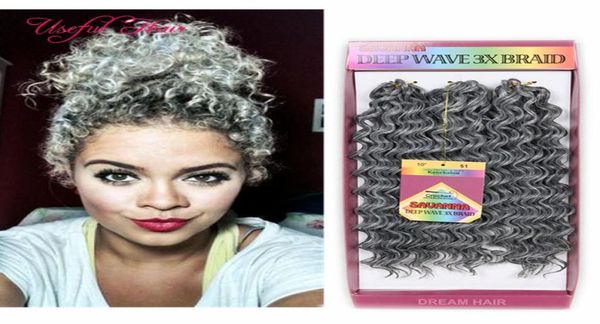 Christmsa Braid in Pactles 10 polegadas Deep Wave Deep Brasilian Hair Pacacéis 3pcpack de alta qualidade saltada curl crochet trança1898046