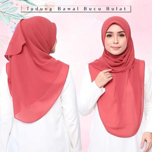 Abbigliamento etnico 127 127 cm Muslim Plain Square Chiffon Scarpa interiore Hijab Donne Islamica Sciarpe di lusso Donna