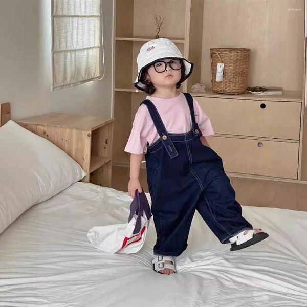 Pantaloni per bambini abbigliamento moda stile solido colore in denim 2024 ragazzi in stile coreano primavera estate perdono comodi pantaloni belli