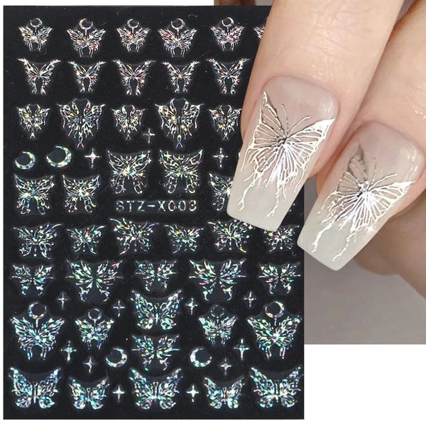 Adesivi per farfalla laser per unghie Serpa olografica del drago Dragone Heart Star Moon Sliders Adesivo DECAL DECAL DECALLO