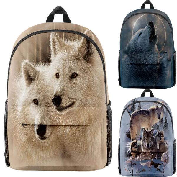 Сумки 3D рюкзаки для животных для детей, мальчики Cool Wolf Printied School Bags Quality Nylon Rucksack Daily Bookbage Children's рюкзак