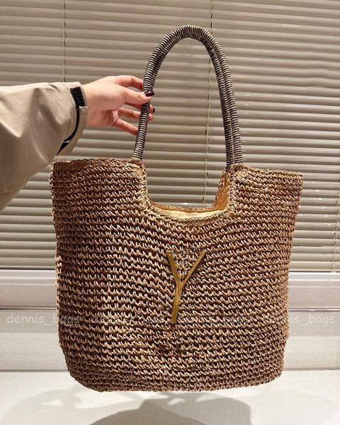 Plaj omuz çantası saman gündelik tote moda 2024 yeni tasarımcı dokuma yaz alışveriş çantaları yüksek kaliteli çanta kılıfları