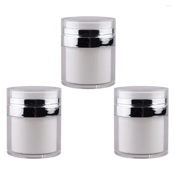 Garrafas de armazenamento 3 PCs pressione Creme Jar Cosméticos Bomba de Lotion Bomba com capa PP vazio sem ar sem ar