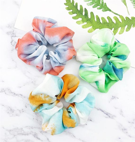 Mulheres garotas Scrunchies Circle Gradiente Color Bandas de cabelo High Eledic Rubber Tiedyed Hair Bel Hair Helder Scrunche Hair Acessorie6874216