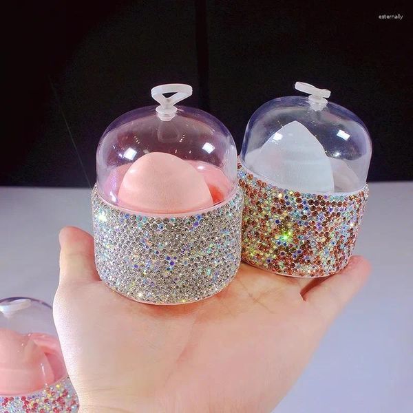 Aufbewahrungstaschen Luxus Lady Make -up Egg's Box/Container Mini Pocket Handmade Sparkle Strass und atemberaubende Schachtel