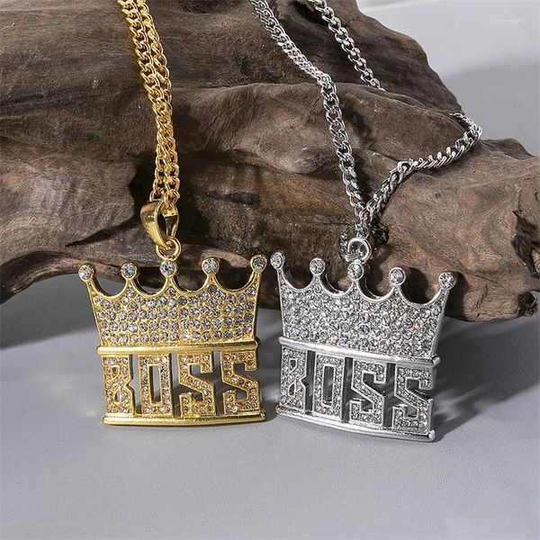 Colares pendentes Moda Crystal Angel Lion Colar Link Chain Animal for Men Hip Hop Jewelry Gifts