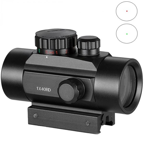 SCOPES 1X40 Taktik Tüfek Avı Avcılık Holografik Kırmızı Yeşil Dot Görme Airsoft Nokta Sight Sight Suse Suse 11mm 20mm Rail Montaj Kolimatör Görme