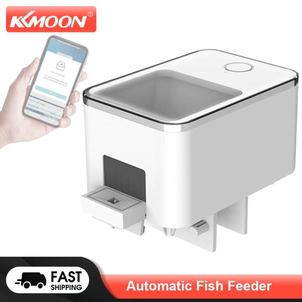 Alimentador kkmoon alimentador automático de peixe aquário alimentador de peixe dourado 100 ml de grande capacidade de cronometragem inteligente alimentador de peixes wi -fi controle remoto controle