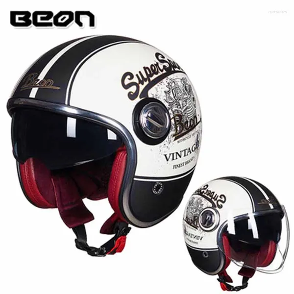 Caschi da moto Casco Beon B108A Casco vintage 3/4 Open Face Motocross Casque Moto Capacete Retro