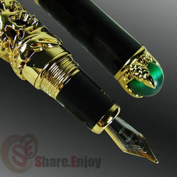 Pens Fountain Stift fein 18 kgp Nib Jinhao Golden Dragon King Spiel Pearl Schwarz / Weiß / Grau / Für Choice Office Business Bestes Geschenk