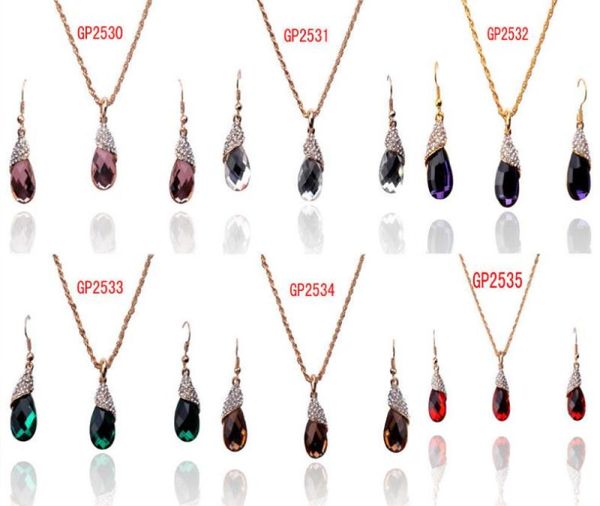 14K Amarelo Garnet Red Garnet Red Garnet Colar de colar de cristal de cristal set7041481