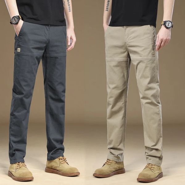 Pantaloni da lavoro da uomo da uomo 97%in cotone Spesso di colore solido indossa pantaloni casual grigio coreano maschio di grandi dimensioni 38 40 abiti di marca 240408