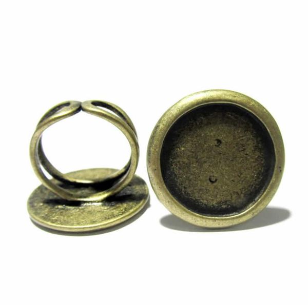 Baschetti di base per anelli in ottone per beadsnice con cameo rotondo da 20 mm Impostazione di gioielli ad anello di dito regolabili Id forniture ID 9209925889