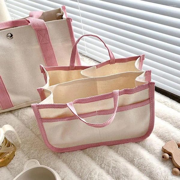 Bolsas de armazenamento Mulheres Moda Bolsa Capacidade de tela Bag de tela para com vários compartimentos bolsos da mãe elegante bebê bebê