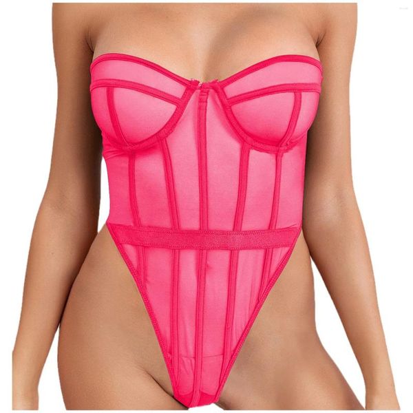 Bras set il seno che raccoglie la biancheria intima sexy delle donne in mesh senza spalline trasparente corpi di corpi di colore solido per le donne
