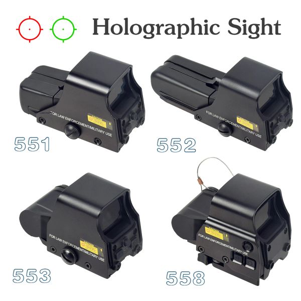 Escopos táticos airsoft 551 552 553 558 Verde Red Dot Metal Metal Vista Holográfica Meldflash Reflex Riflescope de caça de caça a 20 mm