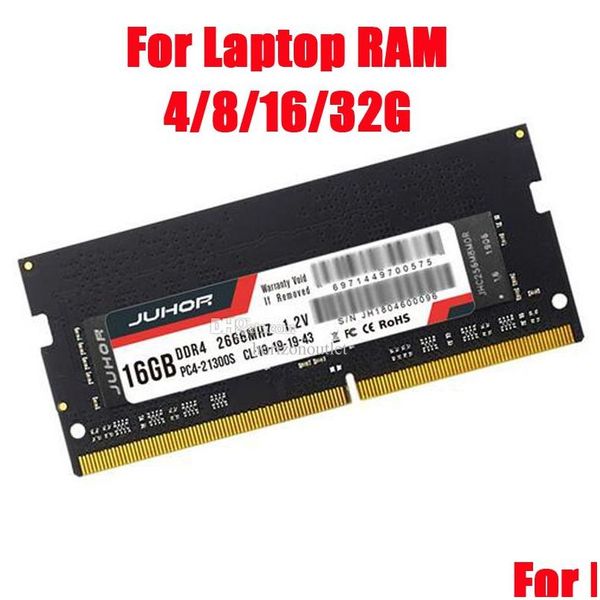 Rams Juhor Laptop RAM DDR4 8G 4G 16G 32G 2400MHz 2666MHz 3200MHz Memórias de mesa