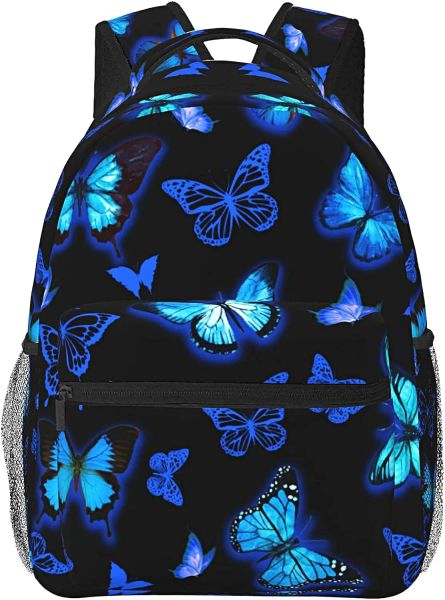 Rucksäcke Butterfly Backpack lässig Canvas Backpacks Blue Butterfly Bookbag Laptop Daypack für Kleinkind Teen Jungen Mädchen Frauen Männer Geschenke