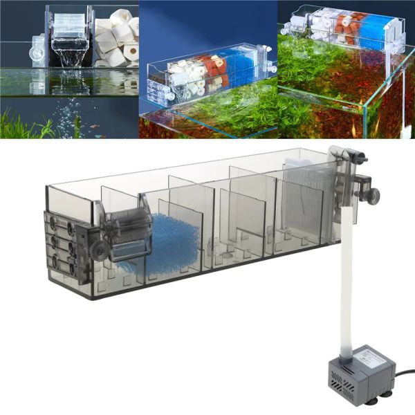 Heizung Aquarium 3in1 externes Wasserreinigungsgerät Wandmontierende Reinigungswasserfiltervorrichtung für Aquarienfischtanks Fischschale