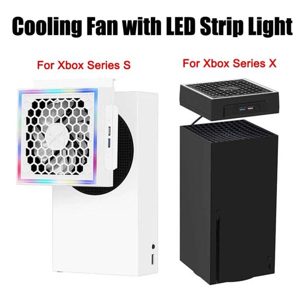 Xbox serisi için pedler S / x Soğutma Fanı LED şerit ışıkları ile soğutucu 2 USB bağlantı noktaları 5V 2.4A Oyun Konsolu Yan Soğutucu 7 Aydınlatma Modları