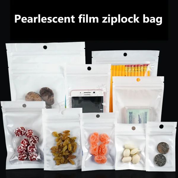 Taschen 50pcs Selbstversiegelung Reißverschlussbeutel wiederverschließbare Verpackungsbeutel Taschen Teile Schmuck Daten Kabel Aufbewahrungstasche Pearlescent Film Druckschlüsselbeutel