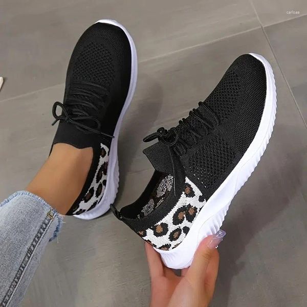 Sapatos casuais tênis feminino tênis de leopardo