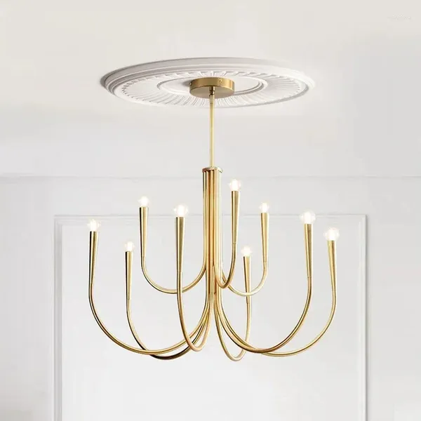 Kronleuchter Nordic Vintage LED Gold Anhänger Kronleuchter heller Hänge lebender Esszimmer Dekor Schlafzimmer Lampe Luxus