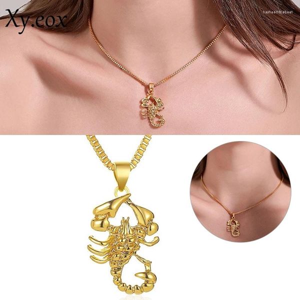 Colares pendentes Gold escorpion colar de cadeia longa Jóias de Escorpio Hip Hop