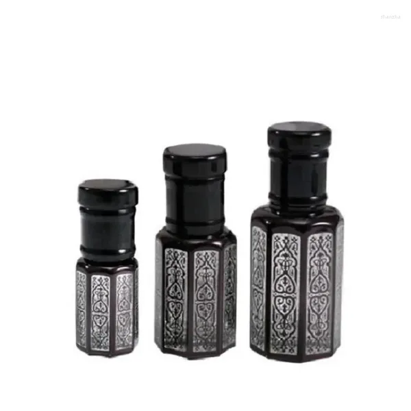 Garrafas de armazenamento 50pcs vazios de Óleo essencial frascos de 3ml 6ml 12 ml embalagem cosmética Black de vidro de vidro preto Teste