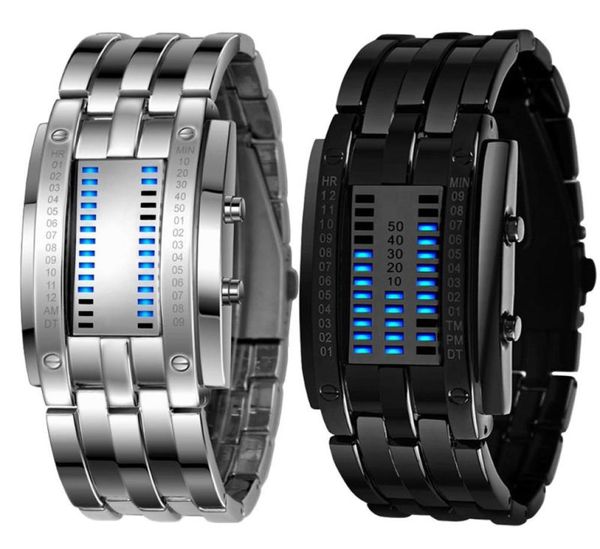 Men039s Data in acciaio inossidabile nero inossidabile Bracciale Digital LED Sport Orologi Future Technology Orologio binario Relogios Casual Relogios Masculino 6246744